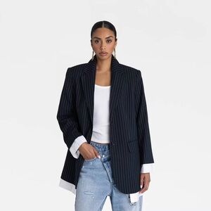 KBB by KAHLANA x TARGET Women's 'The Shirt Blazer' - Navy/White Striped M